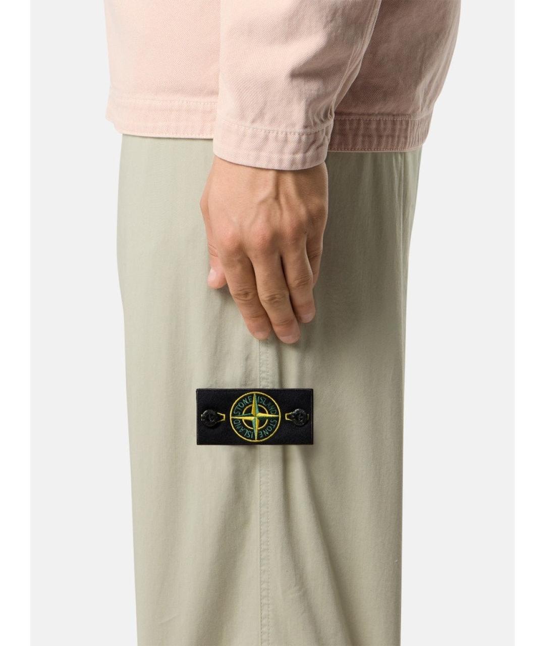 STONE ISLAND Бежевые хлопковые повседневные брюки, фото 2