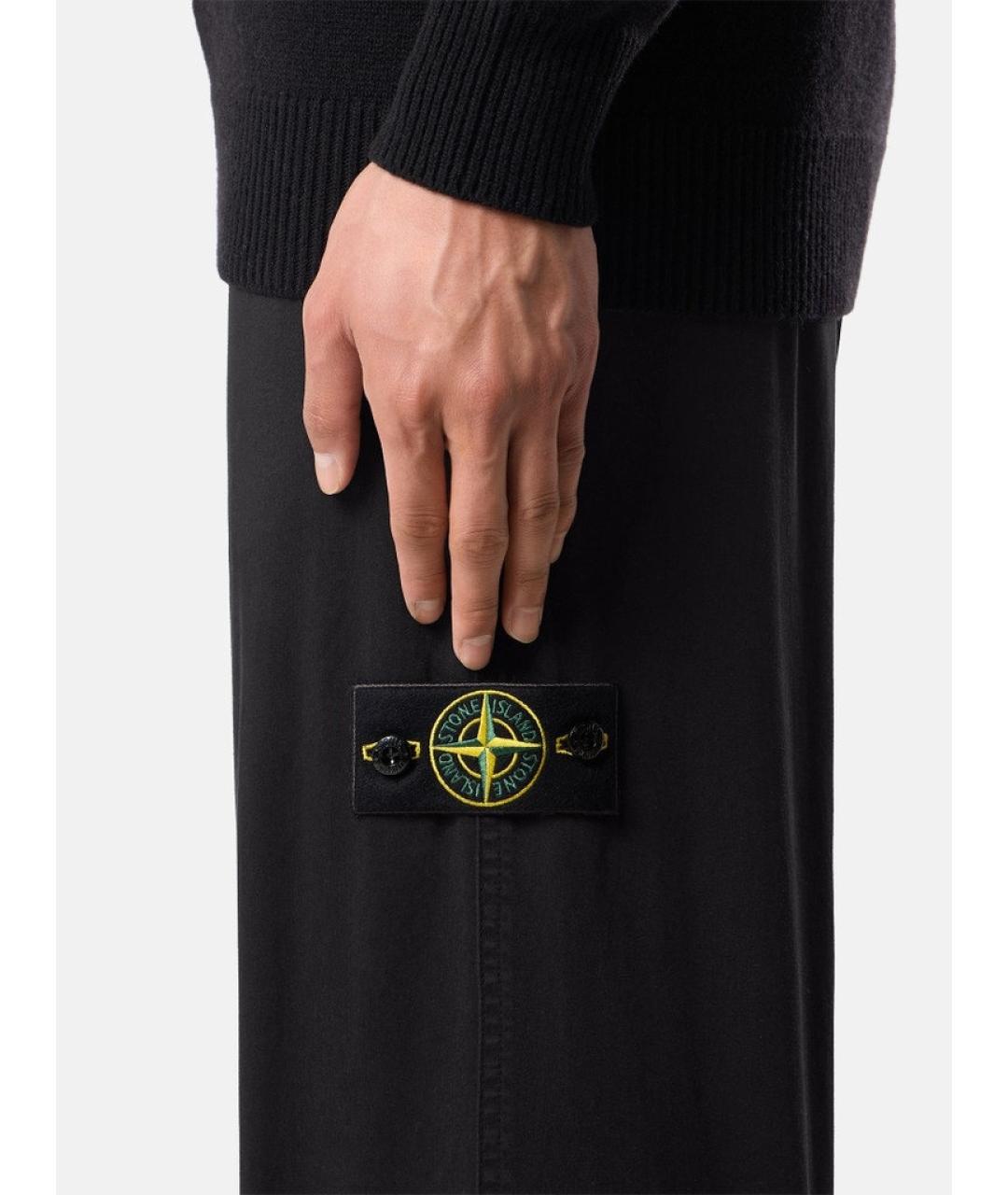 STONE ISLAND Черные хлопковые повседневные брюки, фото 2