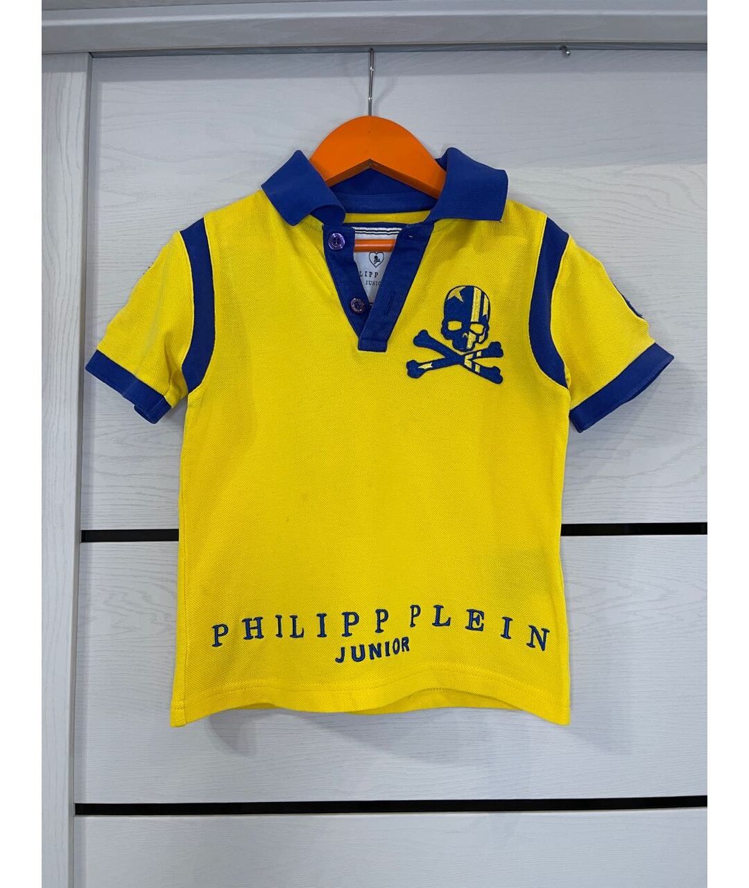 PHILIPP PLEIN JUNIOR Желтая хлопковая детская футболка, фото 5