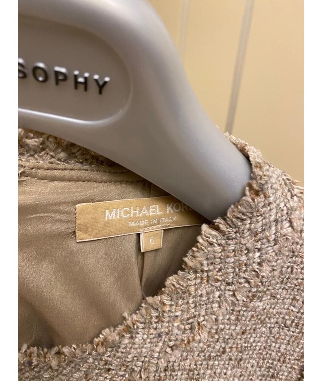MICHAEL KORS Бежевое хлопковое повседневное платье, фото 3