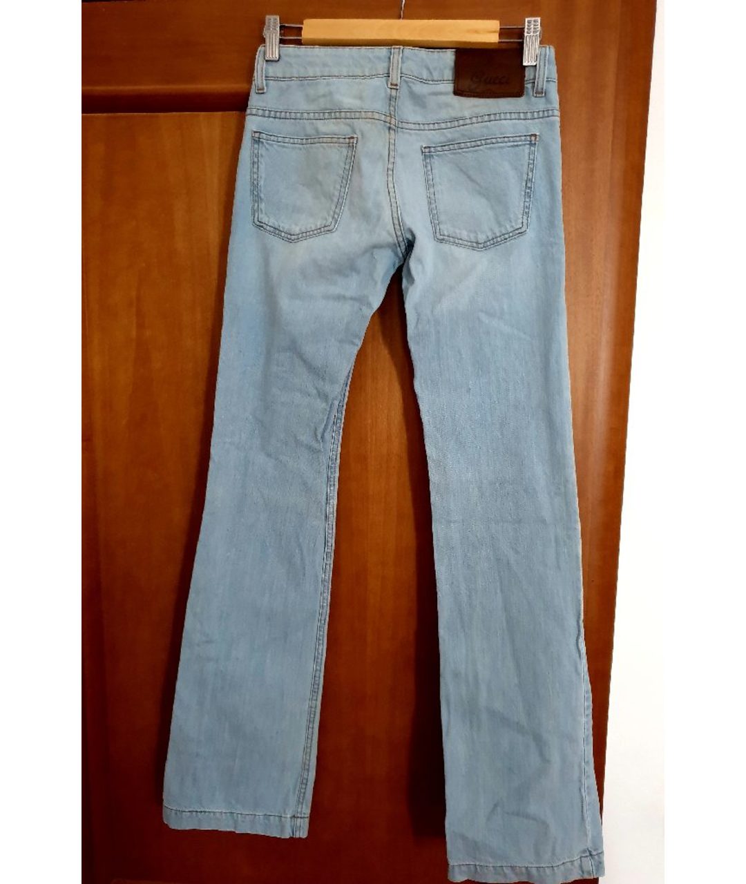 GUCCI Голубые хлопковые прямые джинсы, фото 3