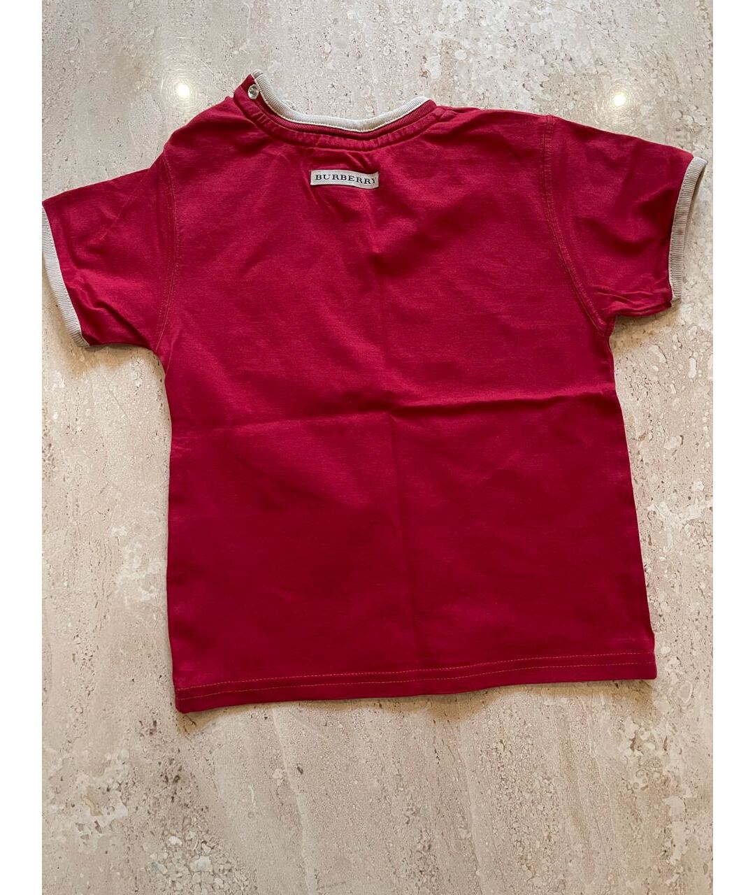 BURBERRY Красная хлопковая детская футболка, фото 2