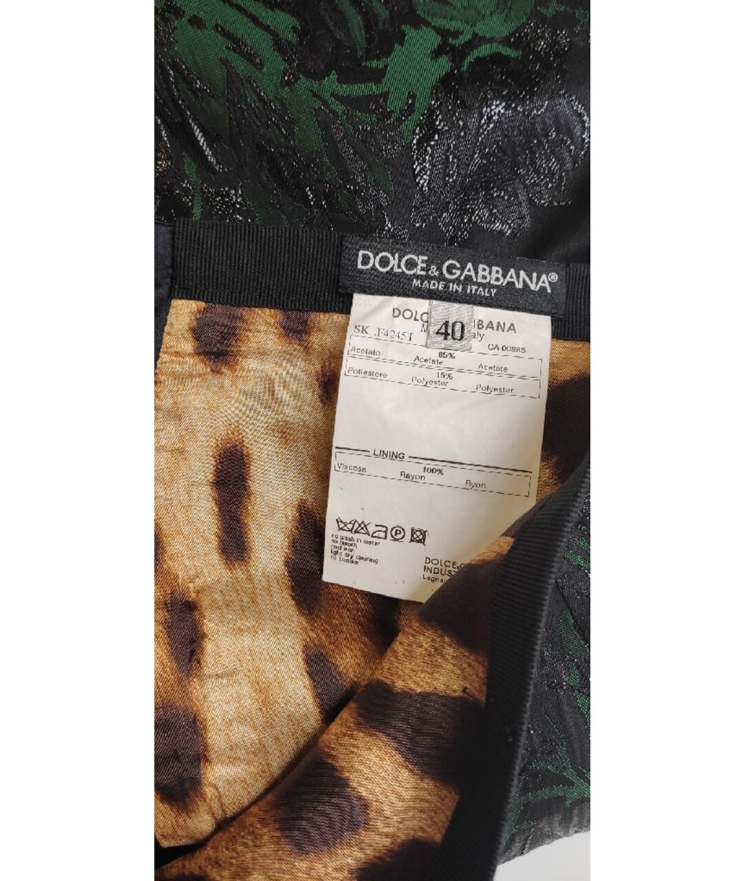DOLCE&GABBANA Зеленая ацетатная юбка миди, фото 3