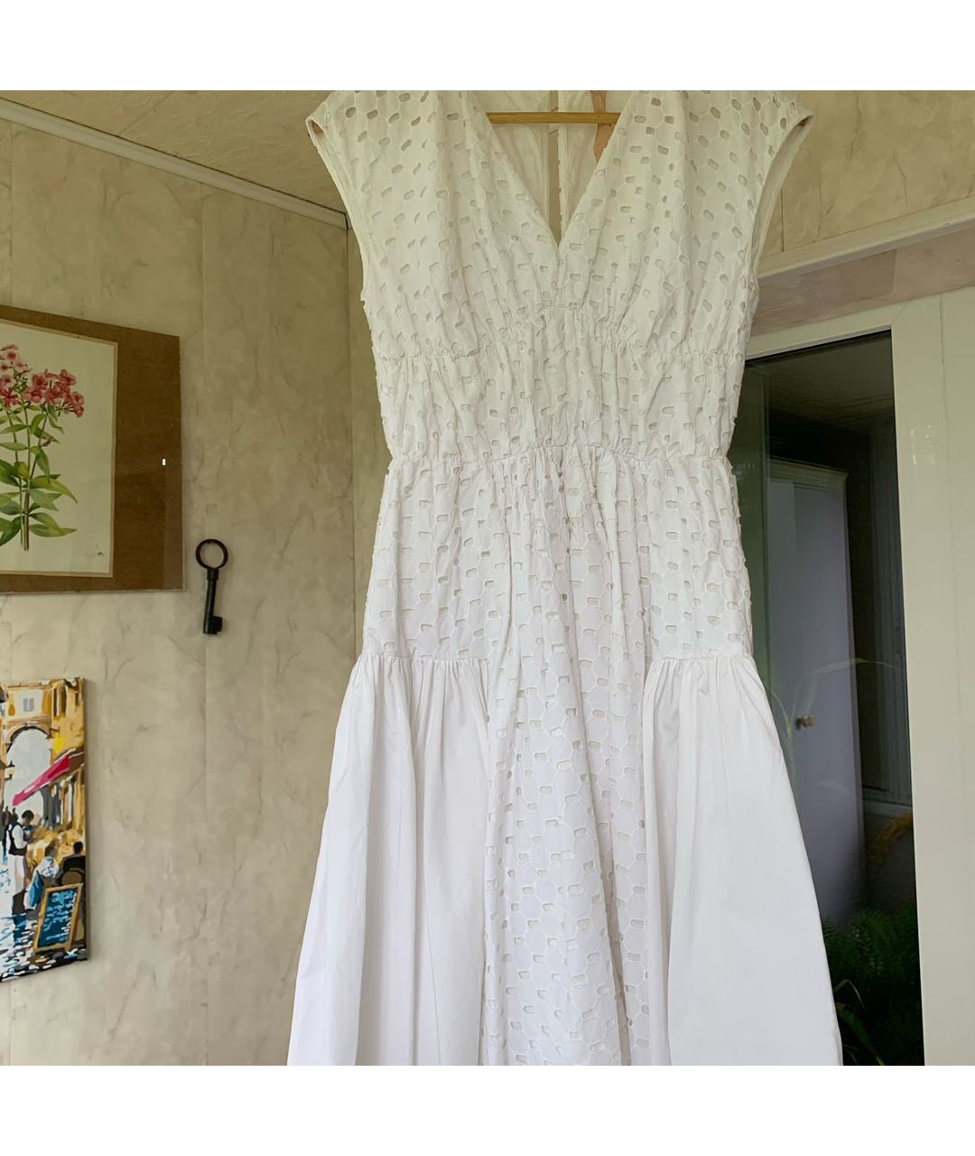 NO. 21 Белое хлопковое коктейльное платье, фото 6