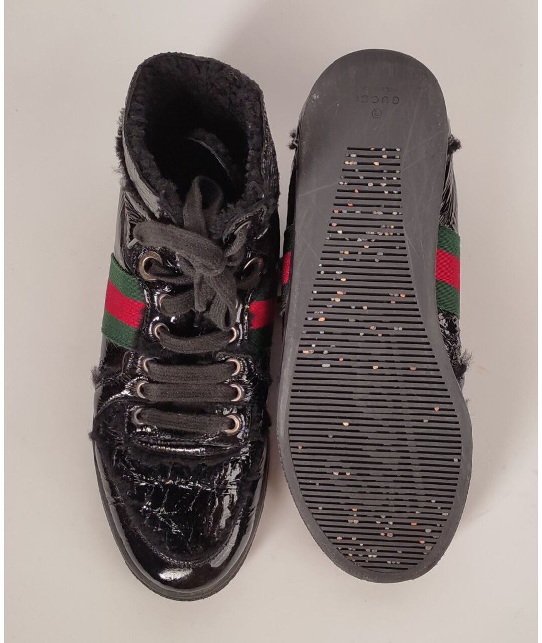 GUCCI Черные кеды из лакированной кожи, фото 5