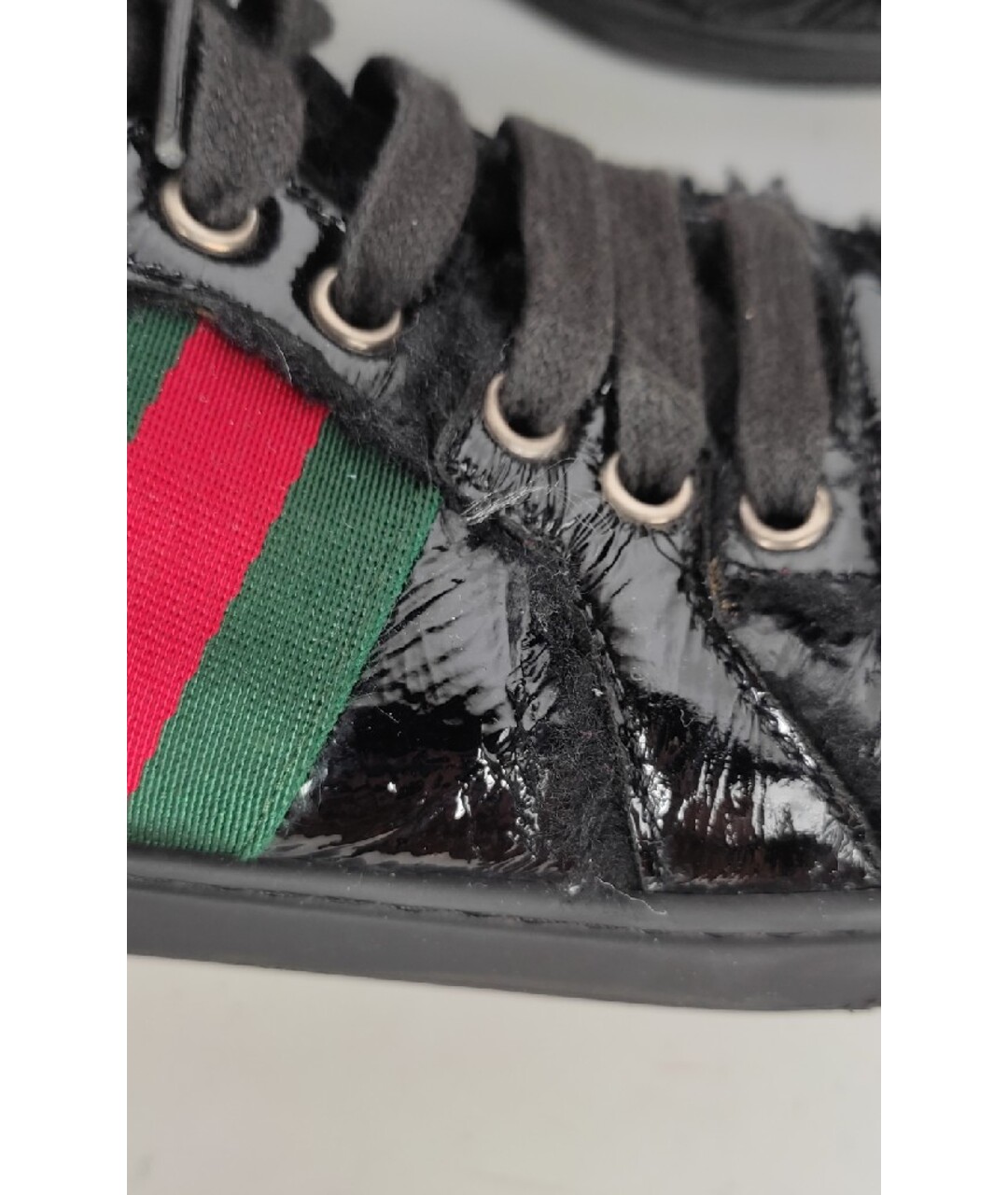 GUCCI Черные кеды из лакированной кожи, фото 8