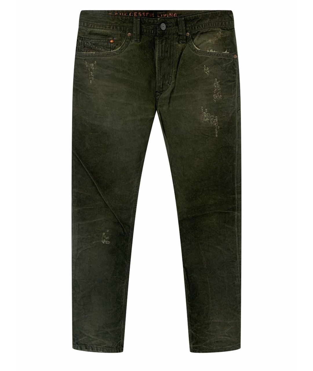 DIESEL Зеленые хлопковые прямые джинсы, фото 1