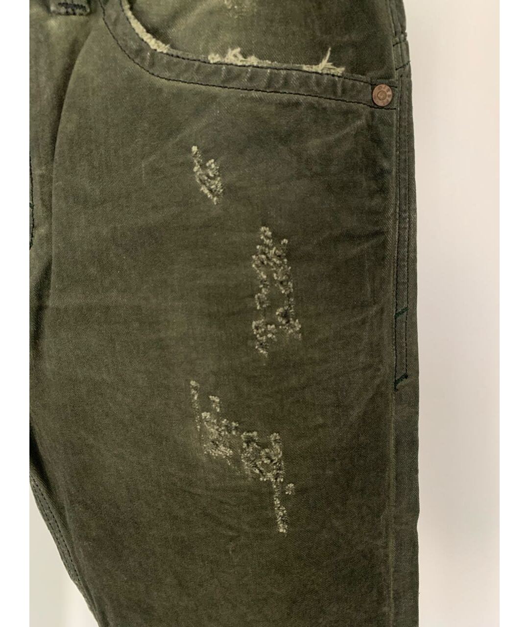 DIESEL Зеленые хлопковые прямые джинсы, фото 3