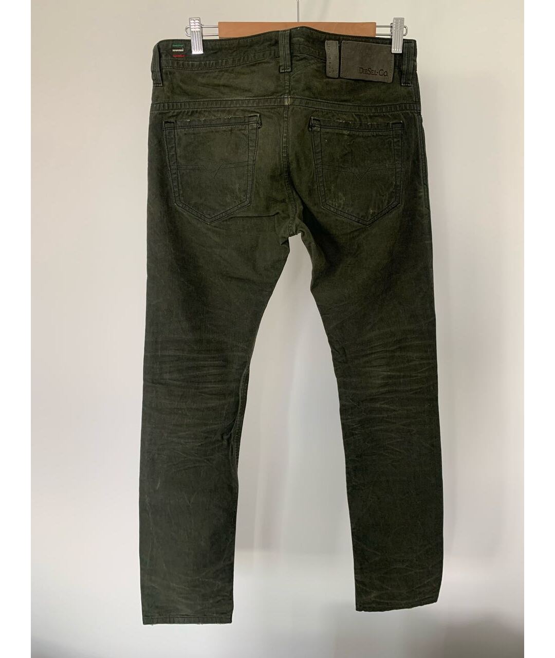 DIESEL Зеленые хлопковые прямые джинсы, фото 2
