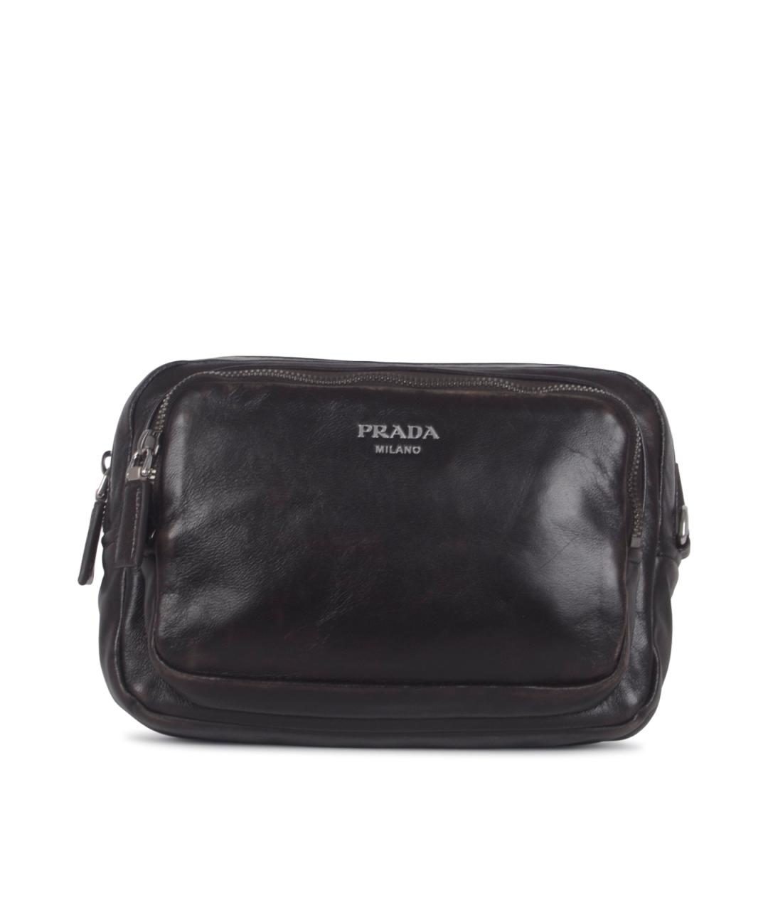PRADA Коричневая кожаная поясная сумка, фото 1
