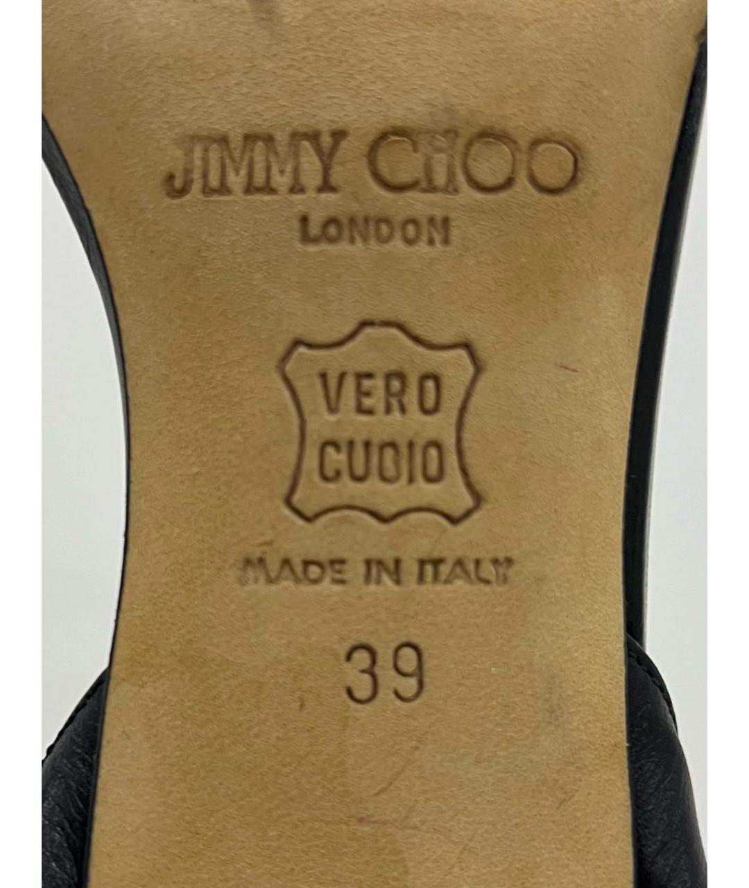 JIMMY CHOO Черные кожаные босоножки, фото 6