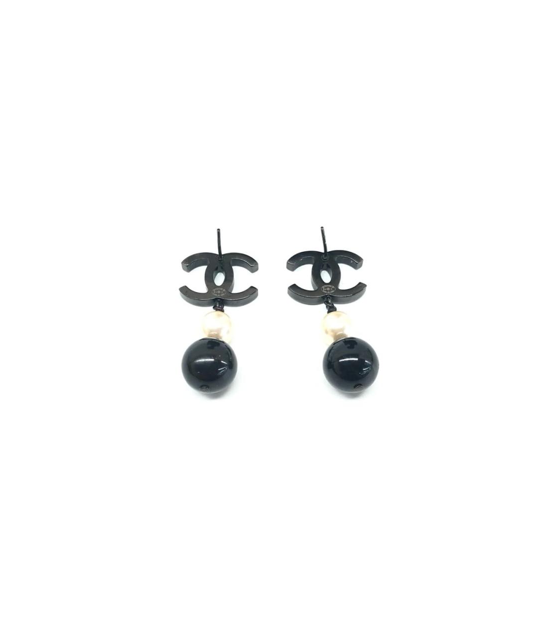 CHANEL Черные серьги, фото 2