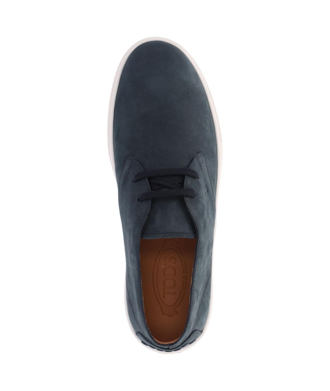 TOD'S Синие кожаные низкие кроссовки / кеды, фото 5