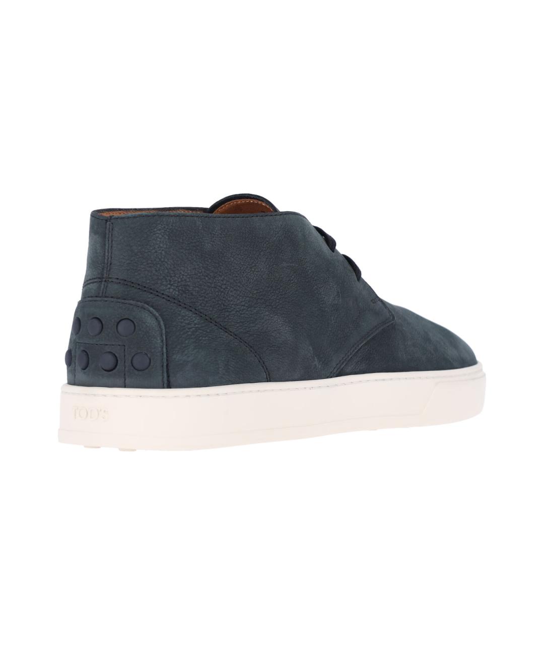 TOD'S Синие кожаные низкие кроссовки / кеды, фото 4