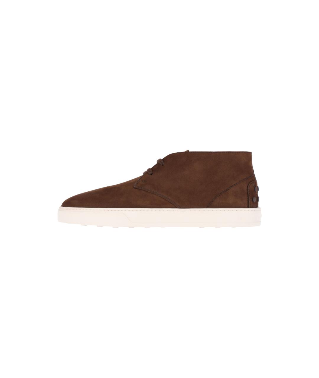 TOD'S Коричневые кожаные низкие кроссовки / кеды, фото 3