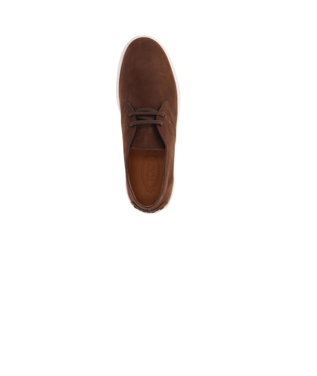 TOD'S Коричневые кожаные низкие кроссовки / кеды, фото 5
