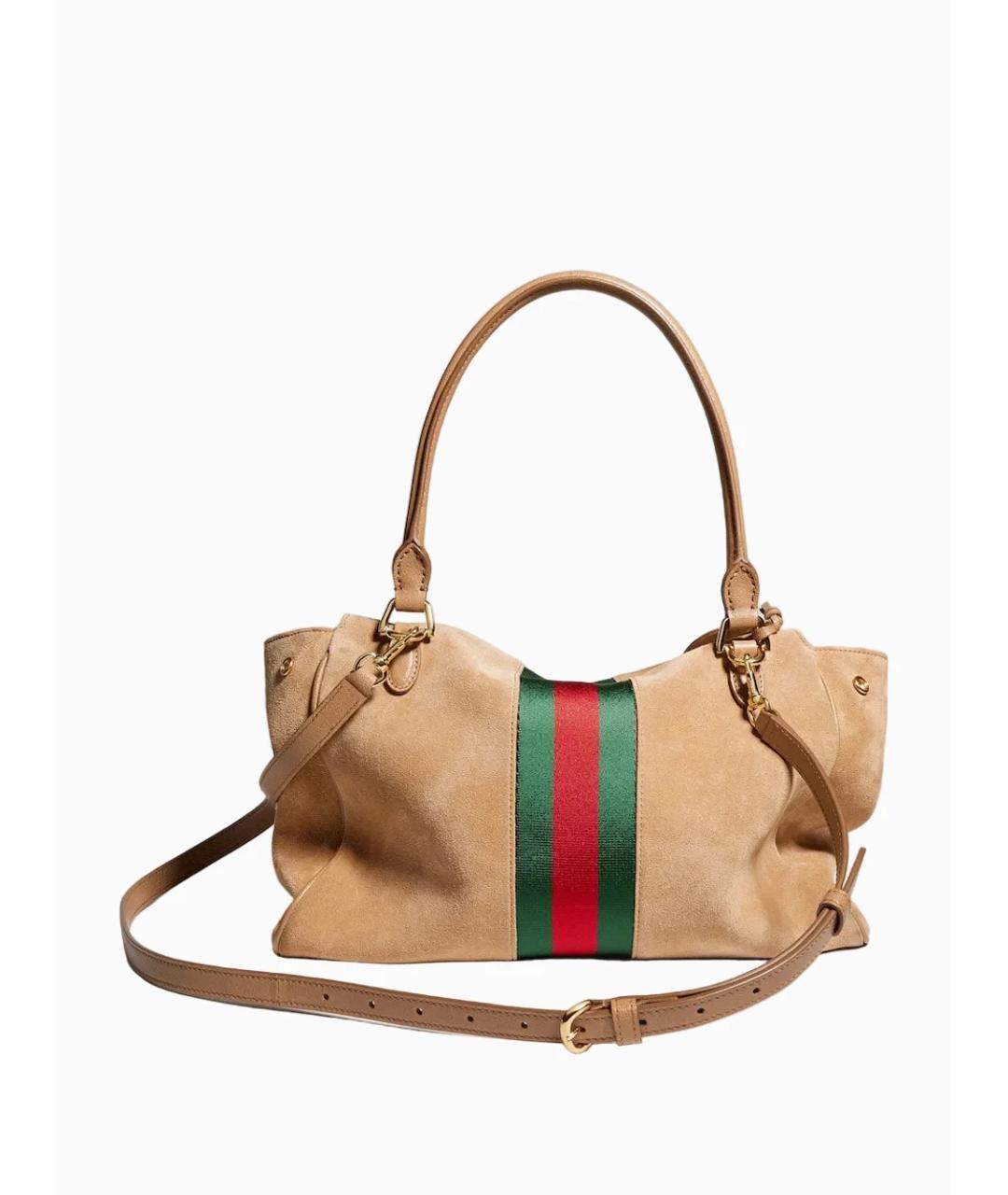 GUCCI Бежевая замшевая сумка через плечо, фото 2