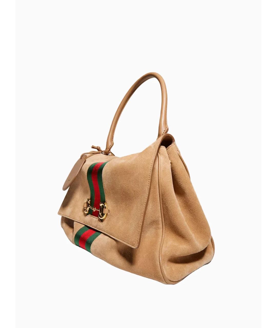 GUCCI Бежевая замшевая сумка через плечо, фото 3