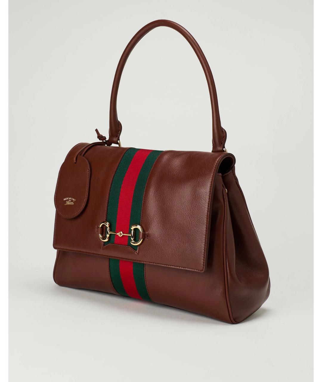 GUCCI Коричневая кожаная сумка через плечо, фото 3