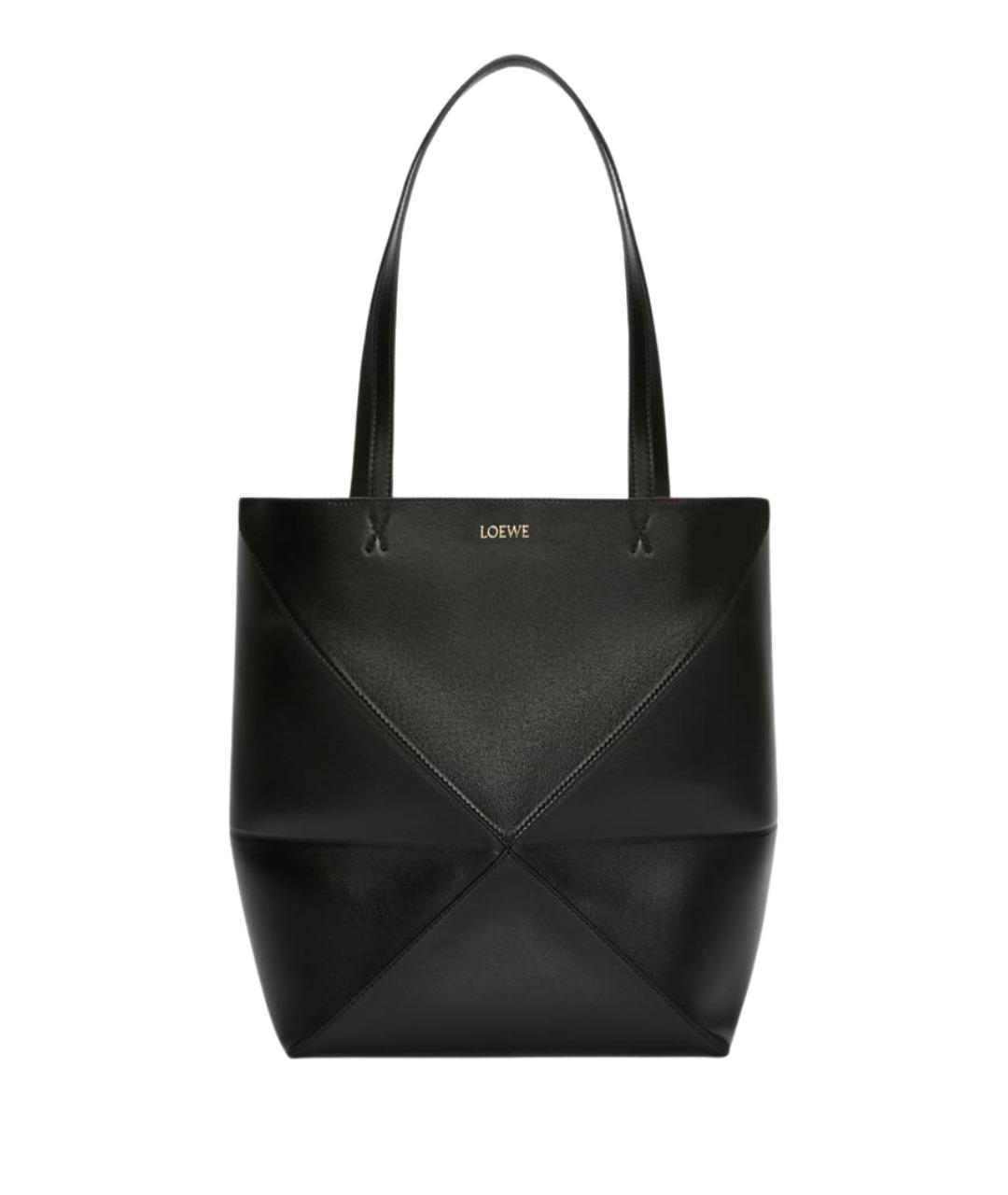 LOEWE Черная кожаная сумка тоут, фото 1