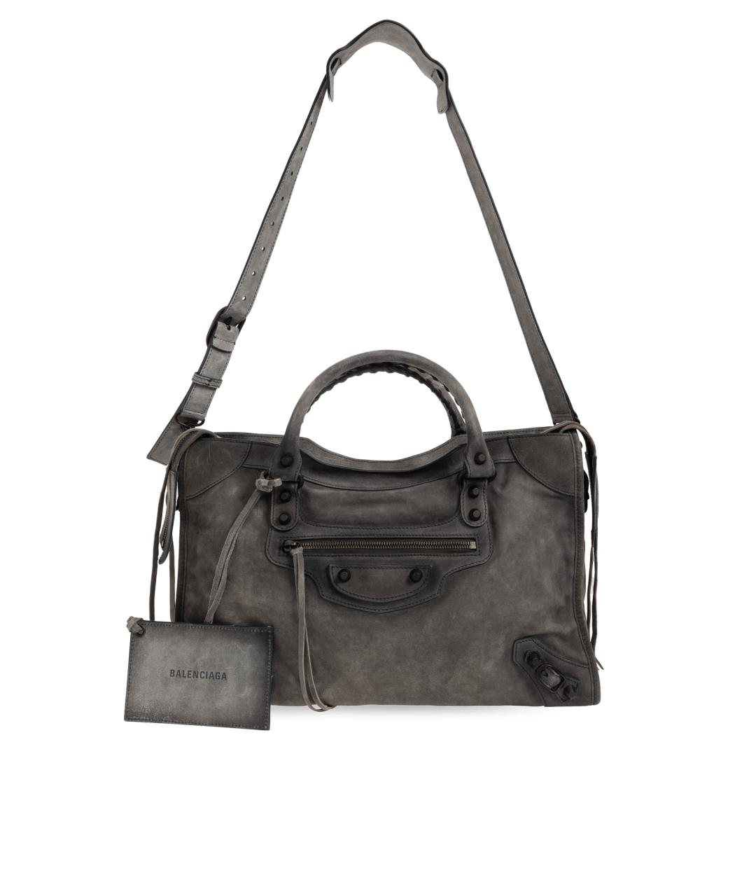 BALENCIAGA Серая кожаная сумка тоут, фото 1