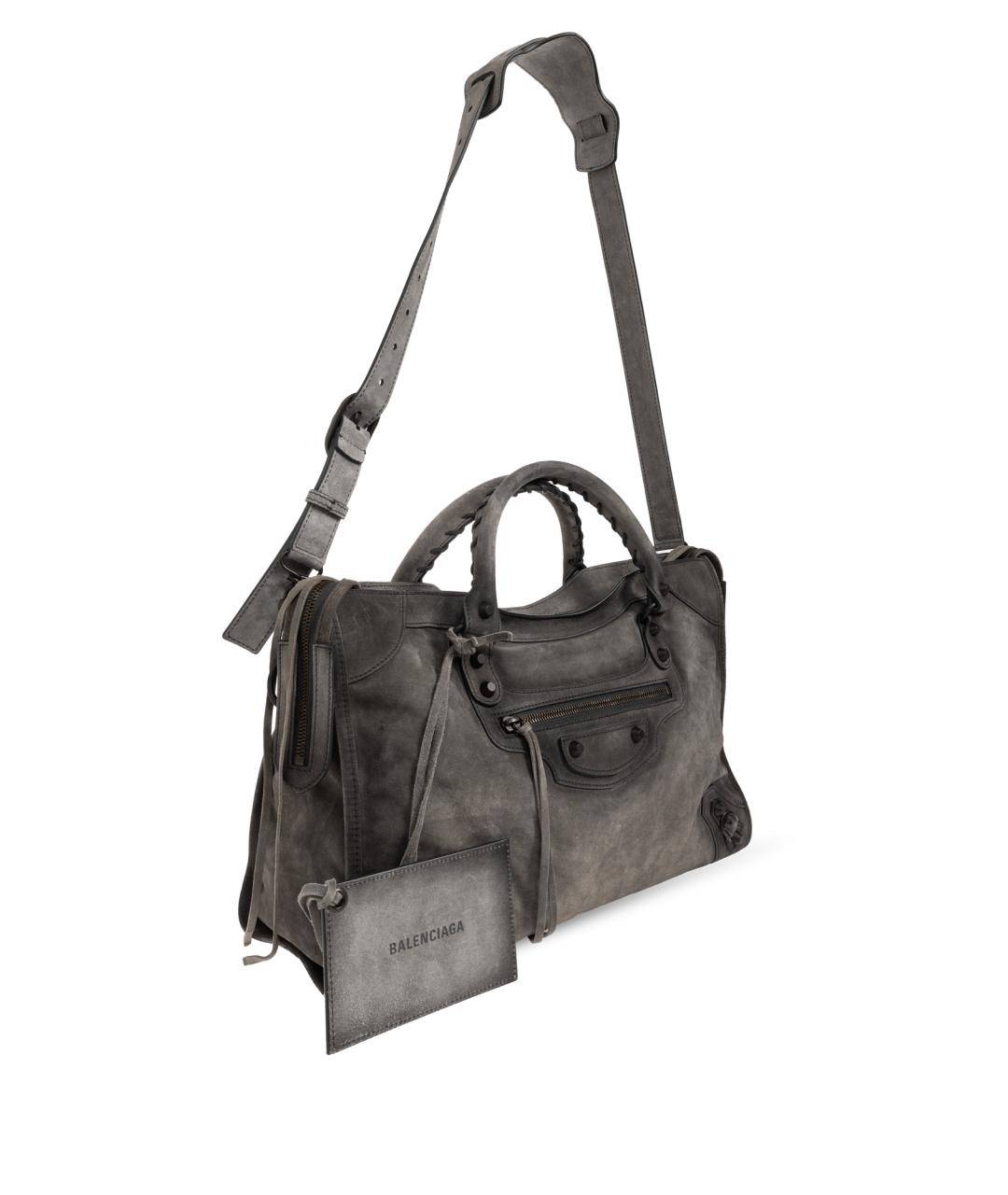 BALENCIAGA Серая кожаная сумка тоут, фото 2