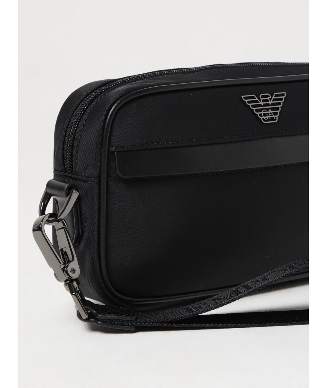 EMPORIO ARMANI Черная нейлоновая сумка на плечо, фото 3