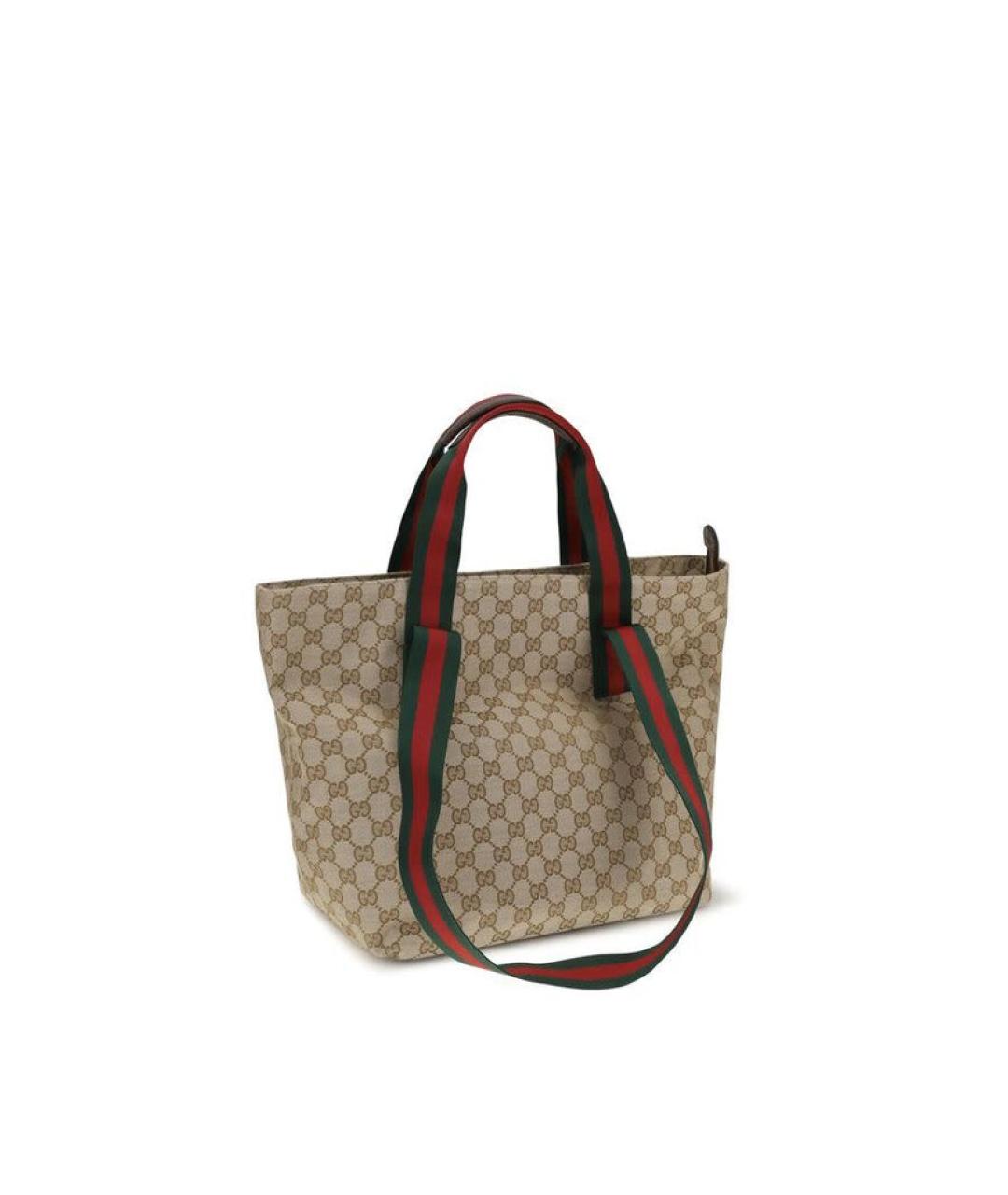 GUCCI Бежевая тканевая сумка тоут, фото 2
