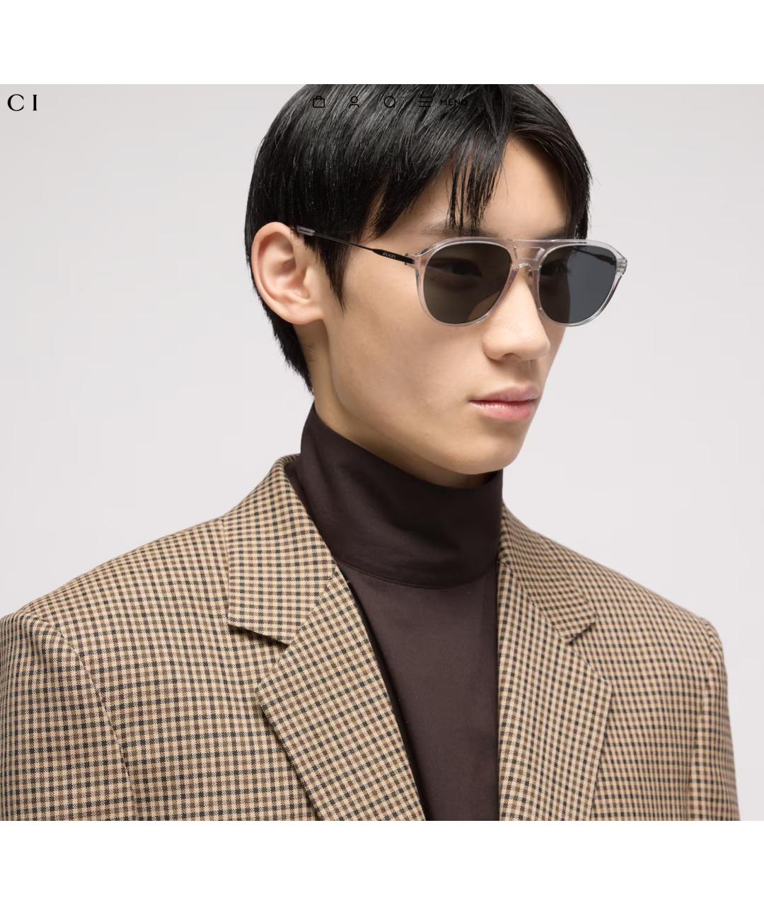 GUCCI Серые пластиковые солнцезащитные очки, фото 2