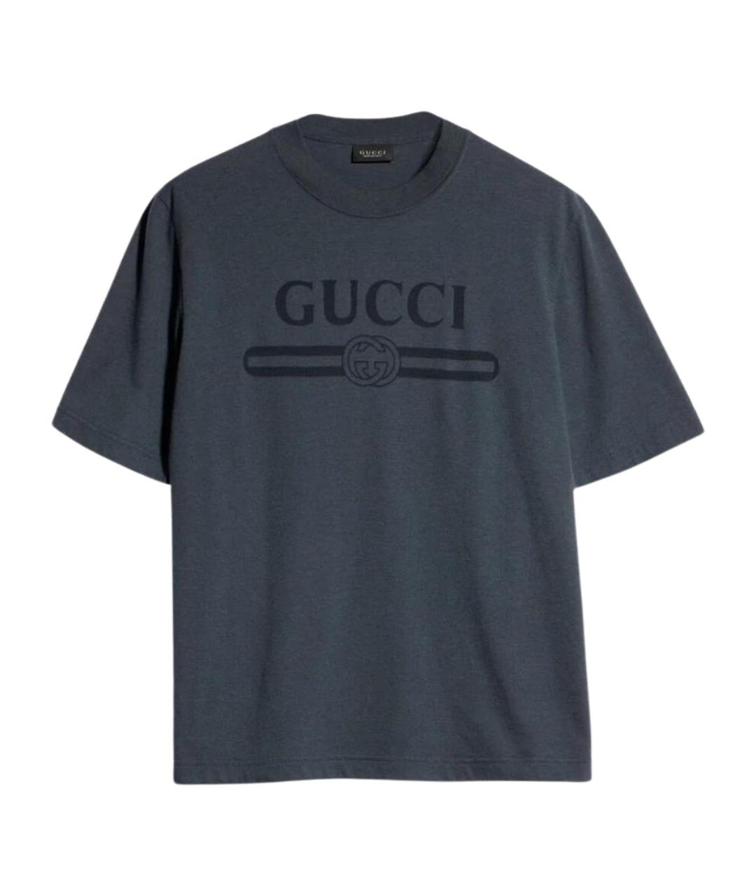 GUCCI Серая хлопко-полиэстеровая футболка, фото 1