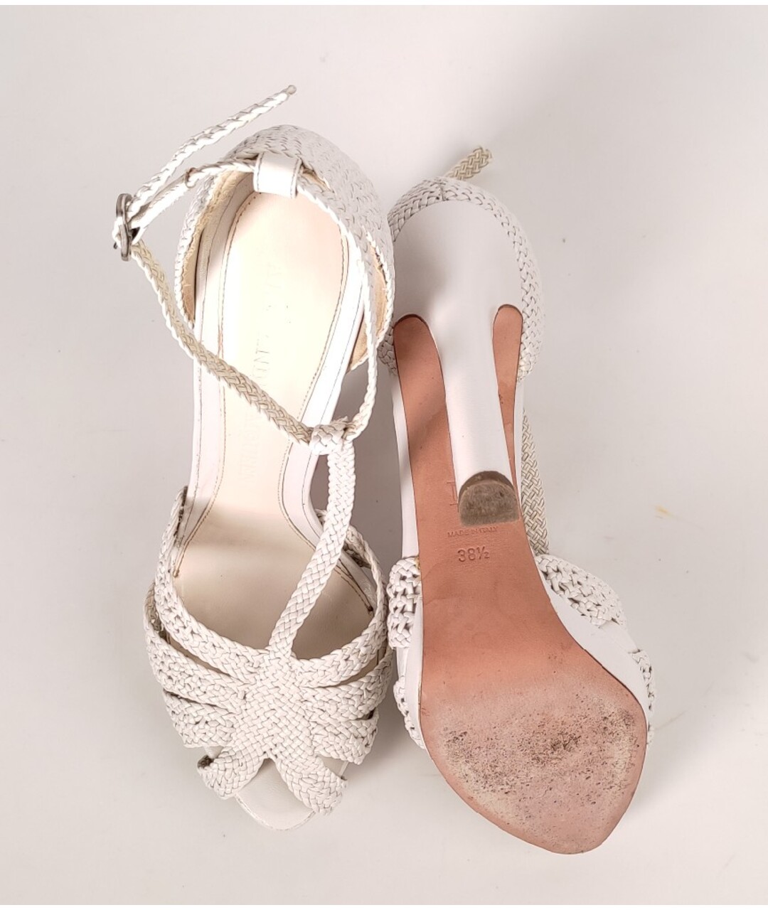 ALEXANDER MCQUEEN Белые кожаные босоножки, фото 5