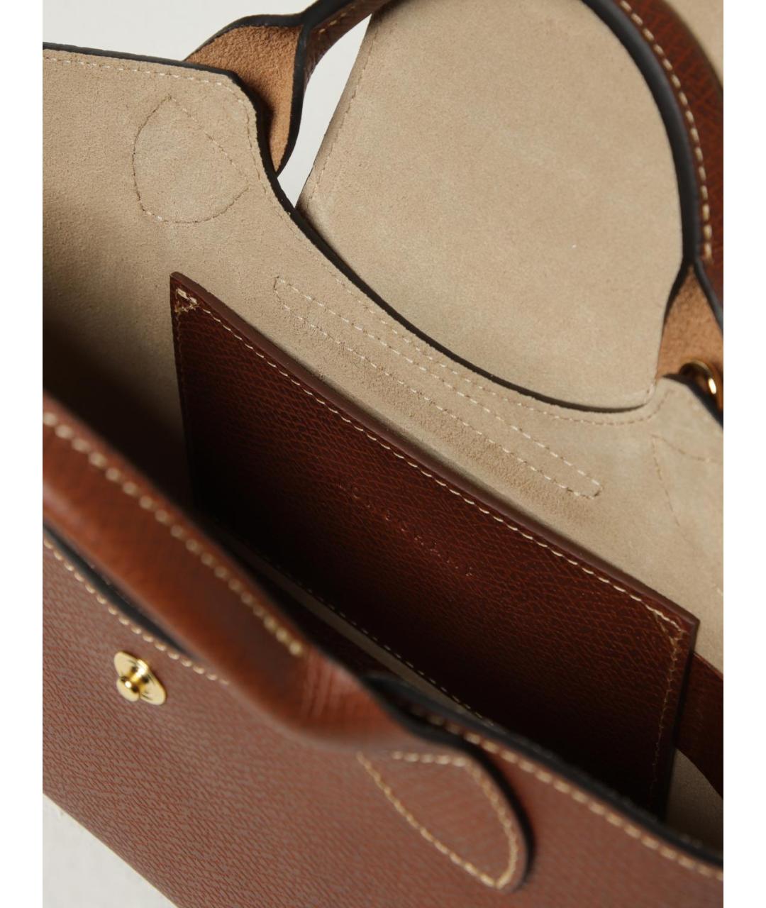 LONGCHAMP Коричневая кожаная сумка через плечо, фото 3