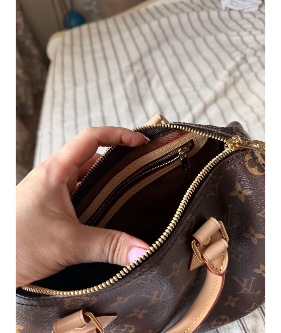 LOUIS VUITTON Коричневая канва сумка с короткими ручками, фото 4