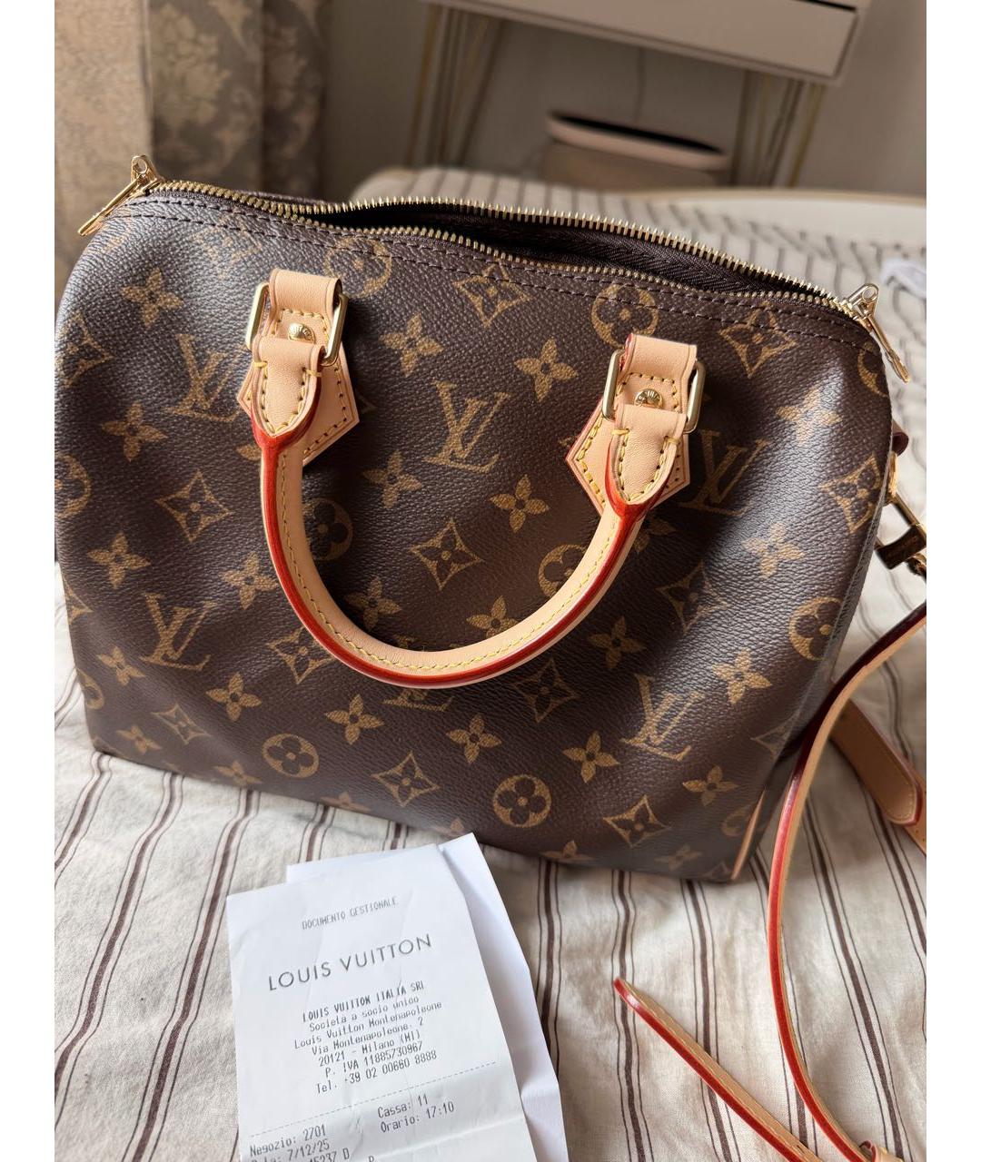 LOUIS VUITTON Коричневая канва сумка с короткими ручками, фото 3