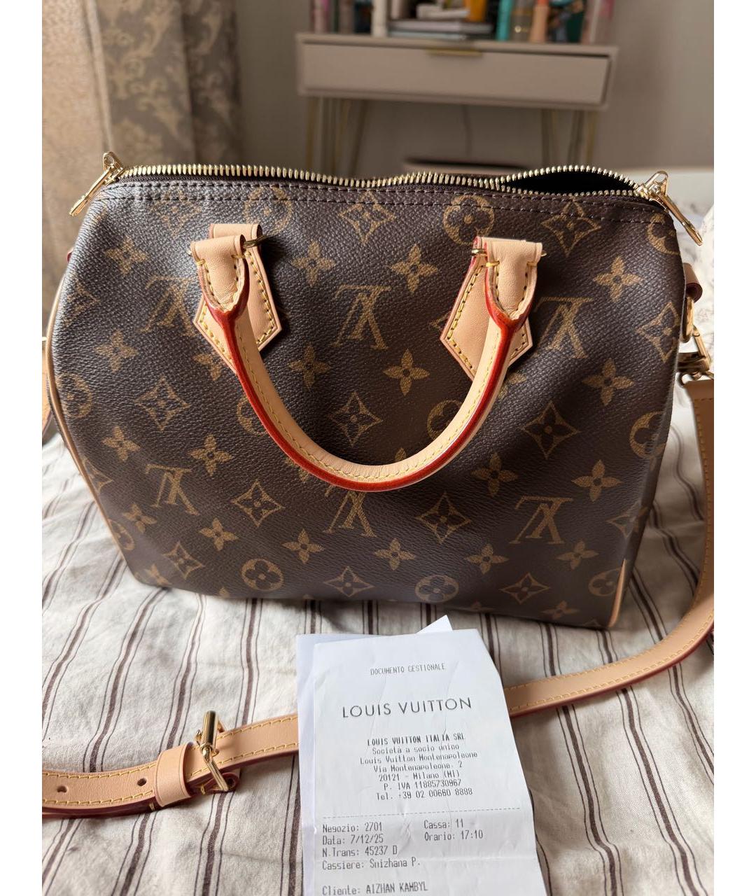 LOUIS VUITTON Коричневая канва сумка с короткими ручками, фото 9