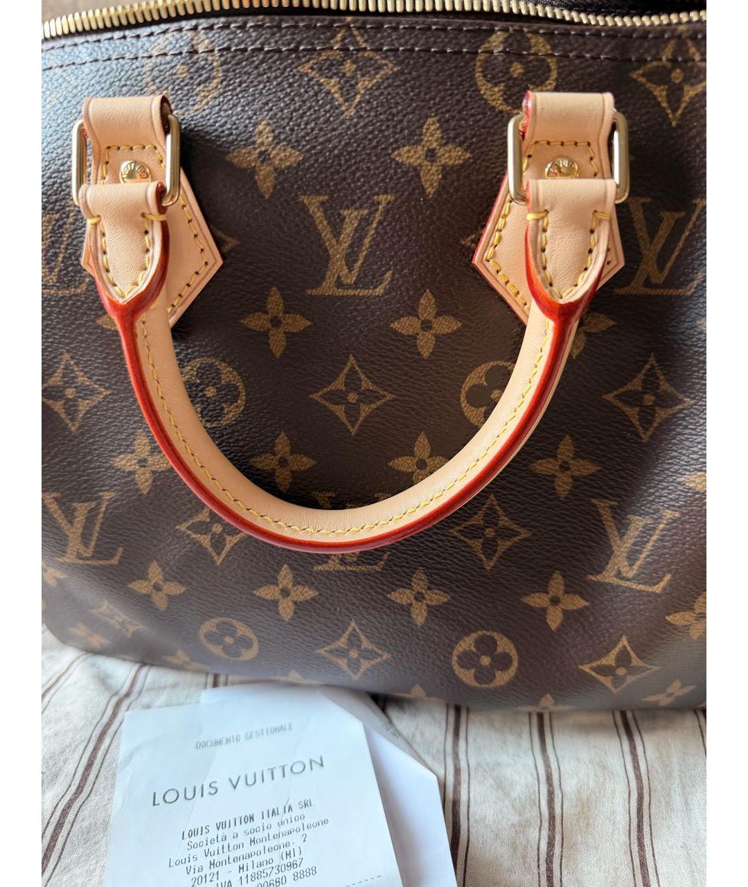 LOUIS VUITTON Коричневая канва сумка с короткими ручками, фото 5