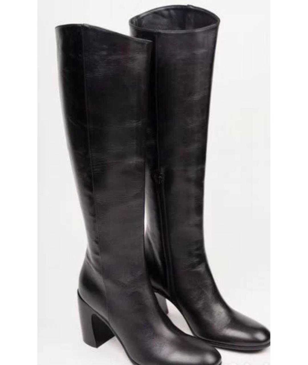 ANN DEMEULEMEESTER Черные кожаные сапоги, фото 2