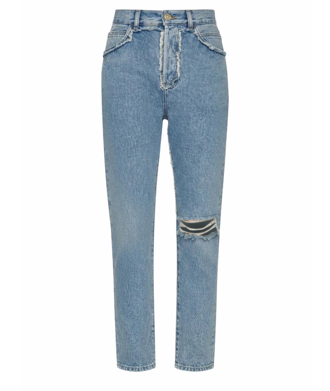 BALMAIN Голубые хлопковые прямые джинсы, фото 1