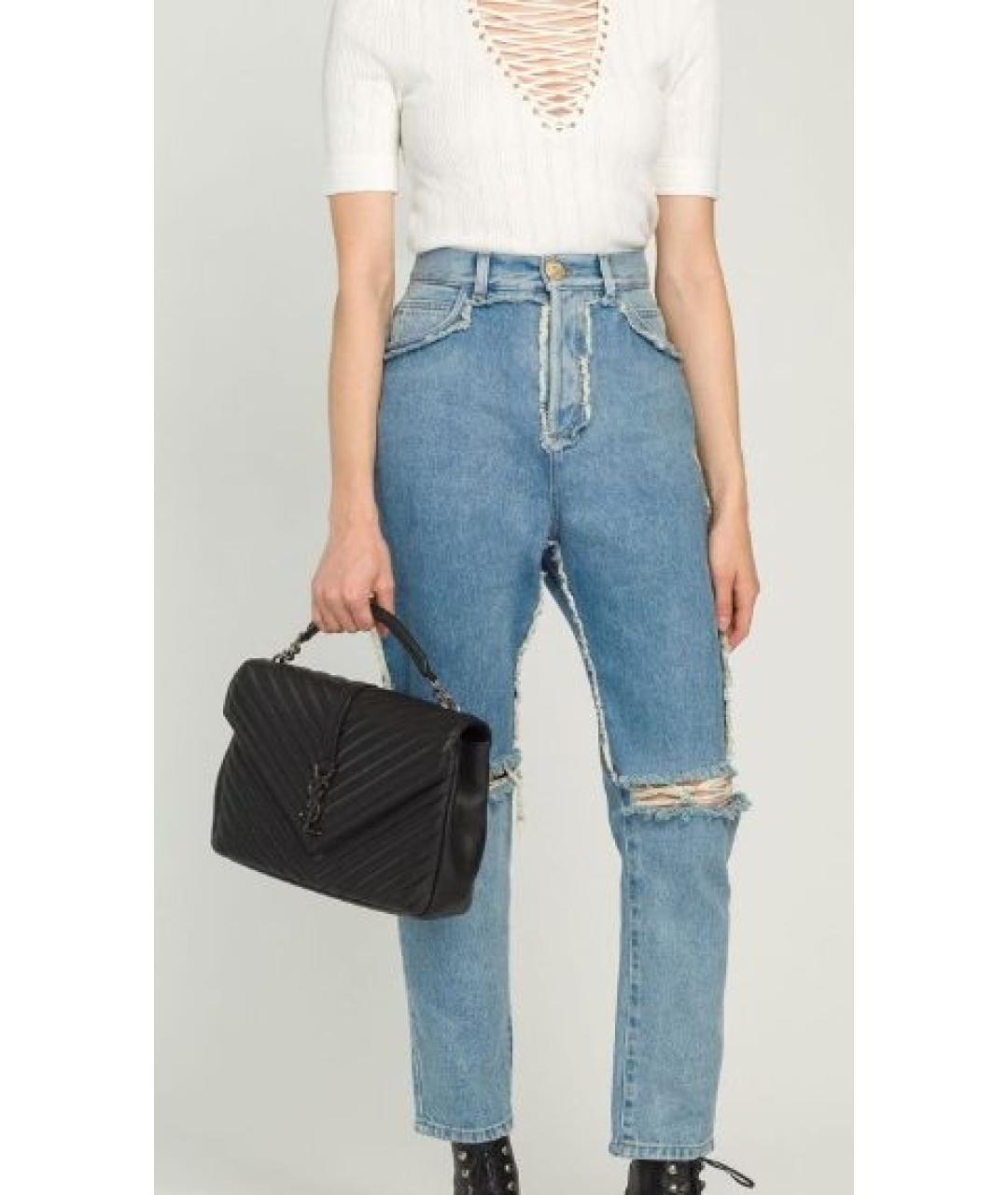 BALMAIN Голубые хлопковые прямые джинсы, фото 5