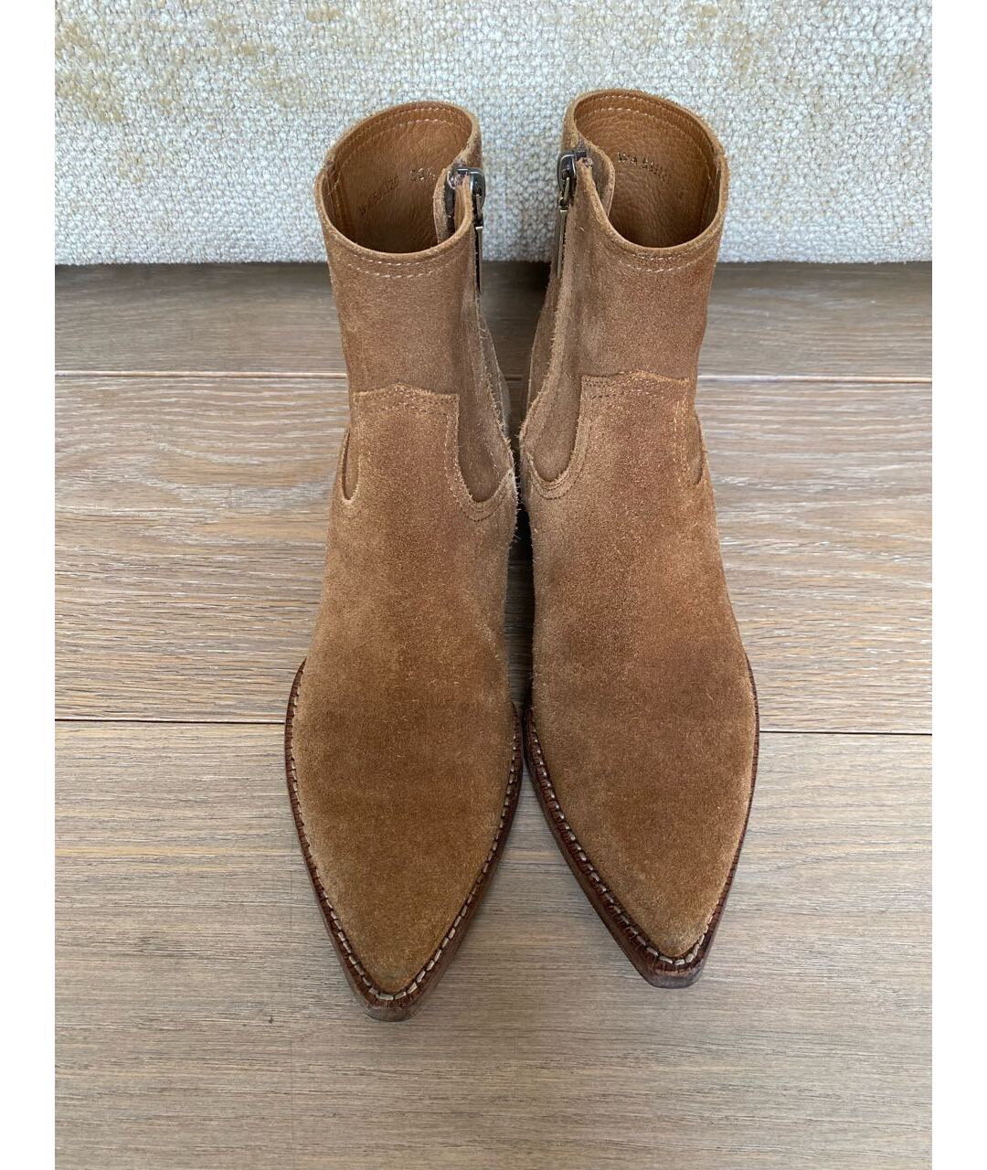 SAINT LAURENT Горчичные замшевые полусапоги, фото 2