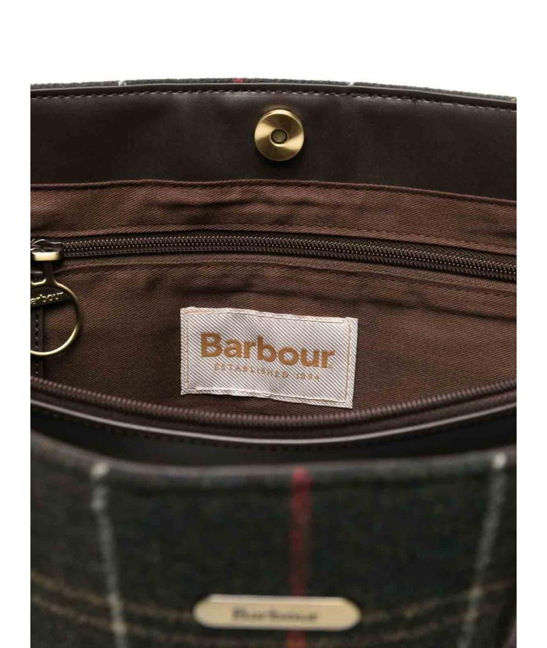 BARBOUR Зеленая шерстяная сумка тоут, фото 2