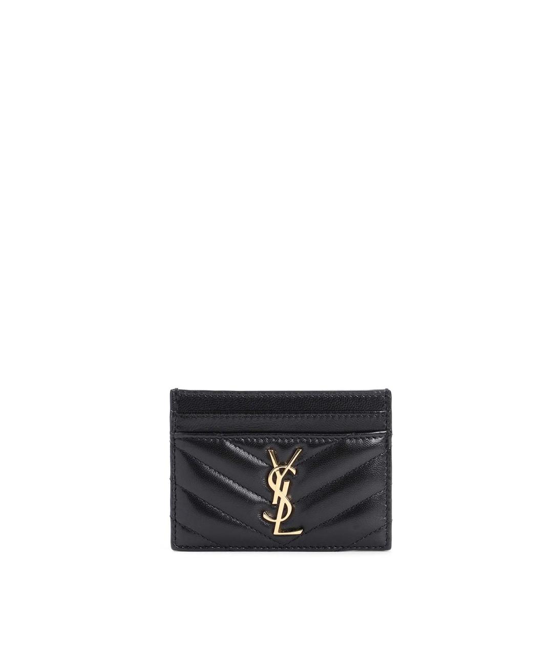 SAINT LAURENT Черный кожаный кардхолдер, фото 1