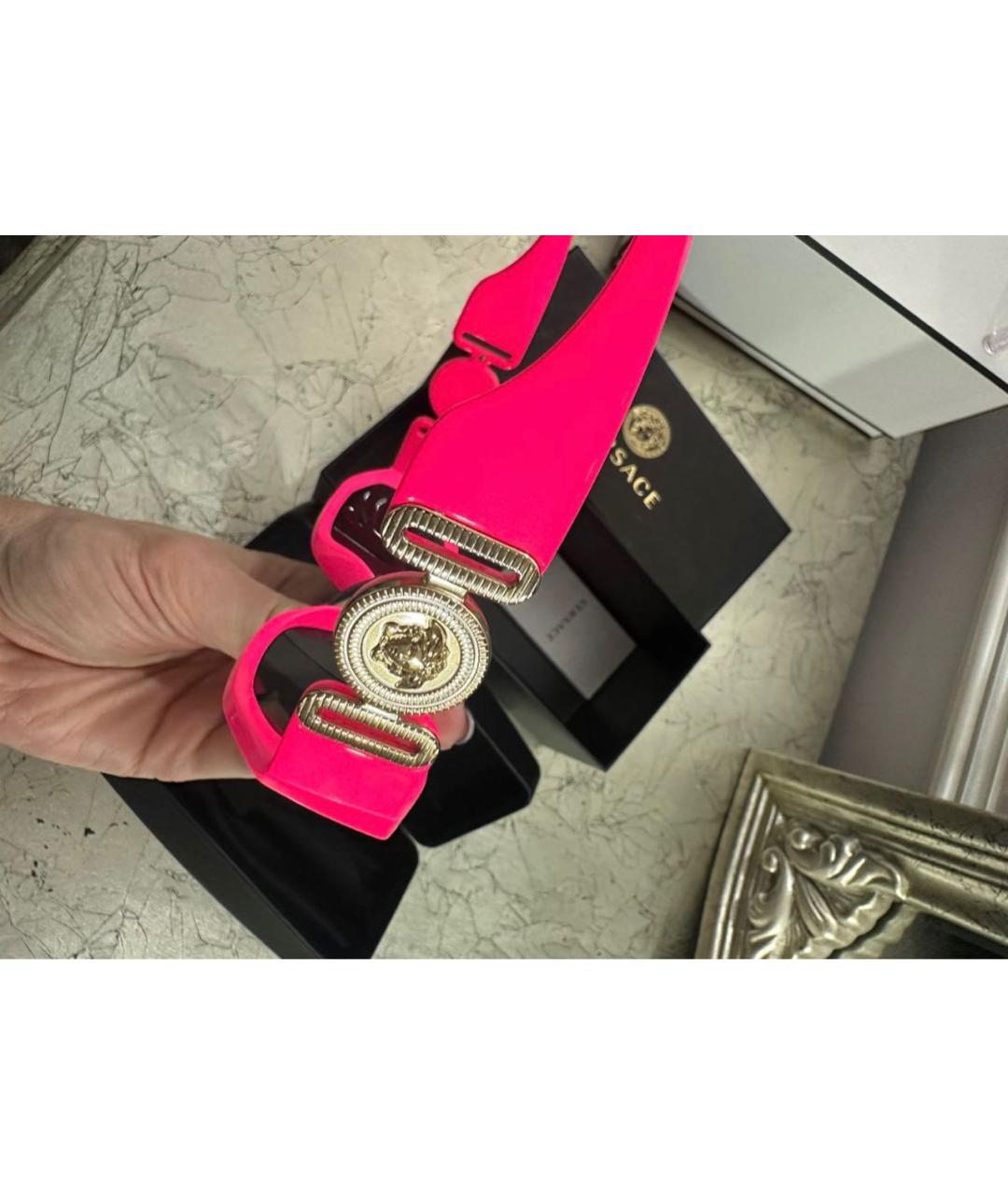 VERSACE Розовые пластиковые солнцезащитные очки, фото 4