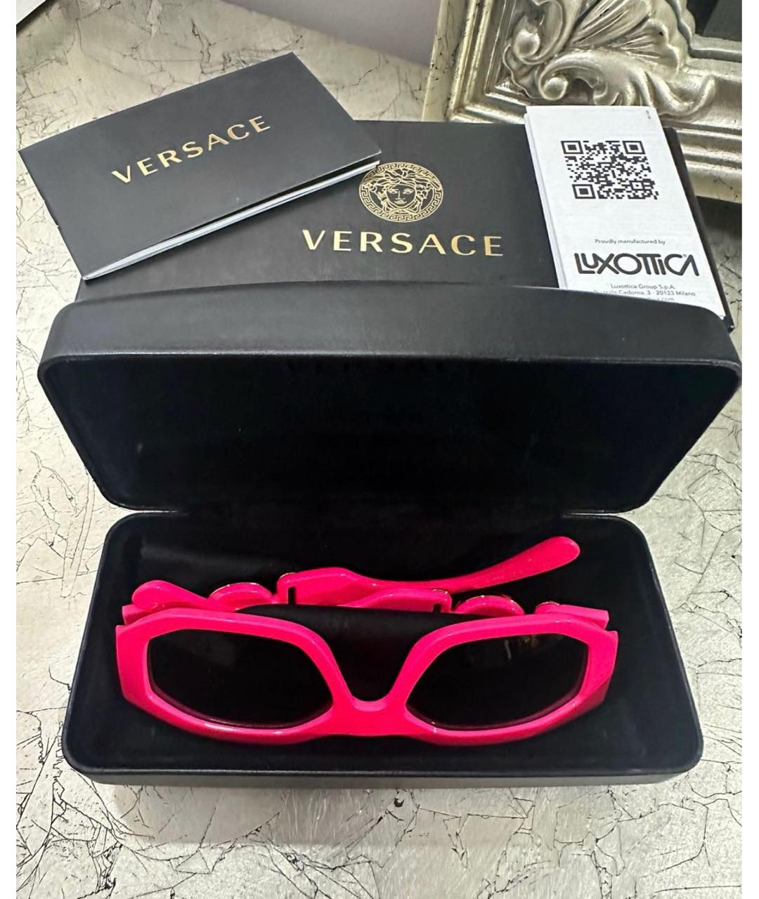 VERSACE Розовые пластиковые солнцезащитные очки, фото 6