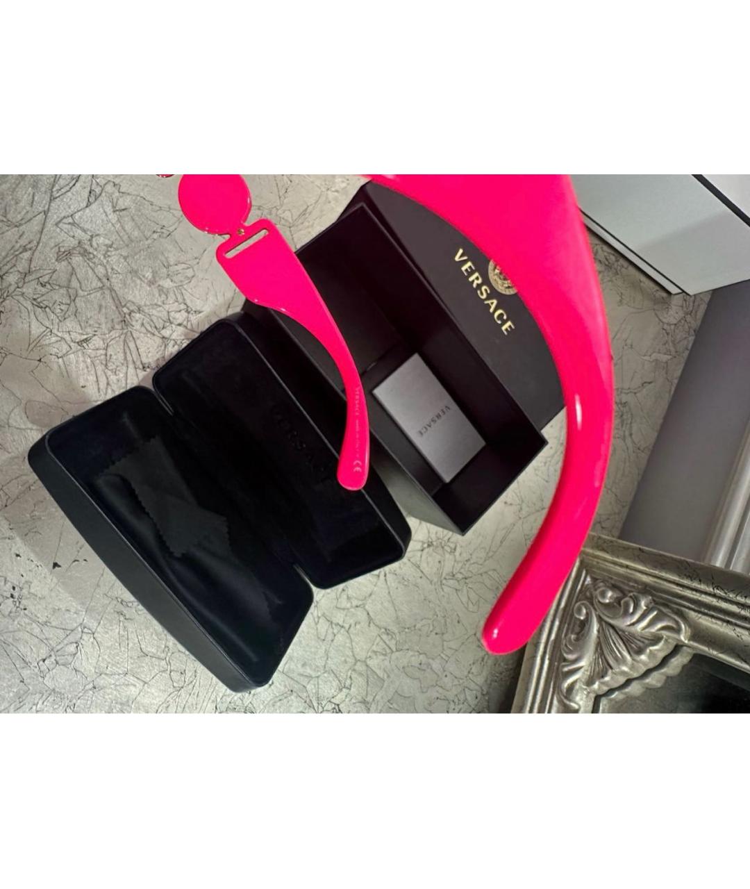 VERSACE Розовые пластиковые солнцезащитные очки, фото 5