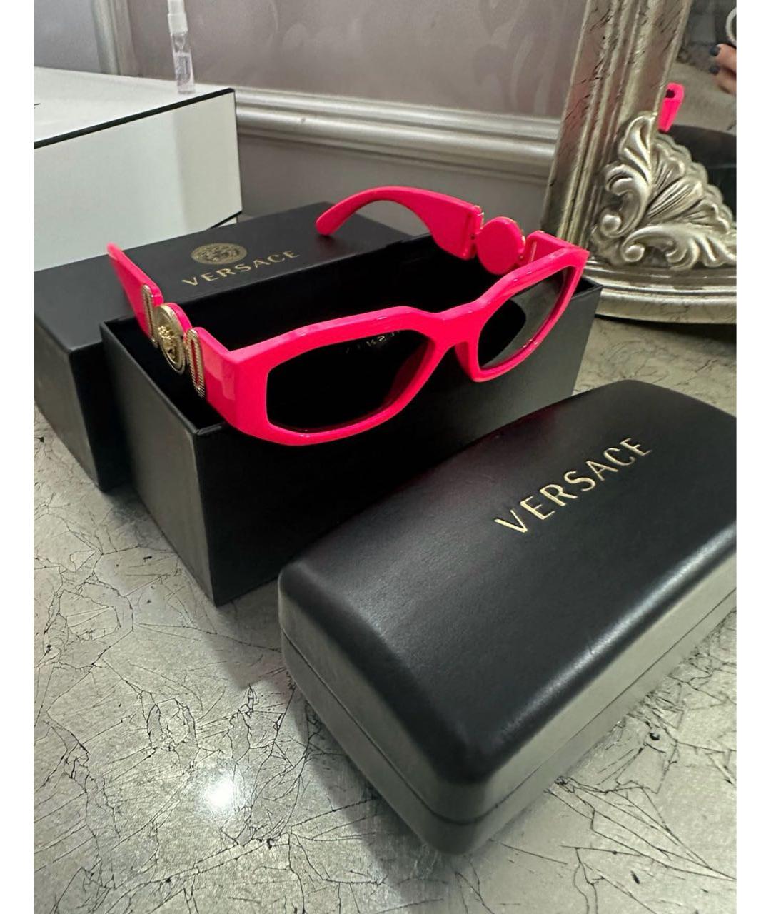 VERSACE Розовые пластиковые солнцезащитные очки, фото 8