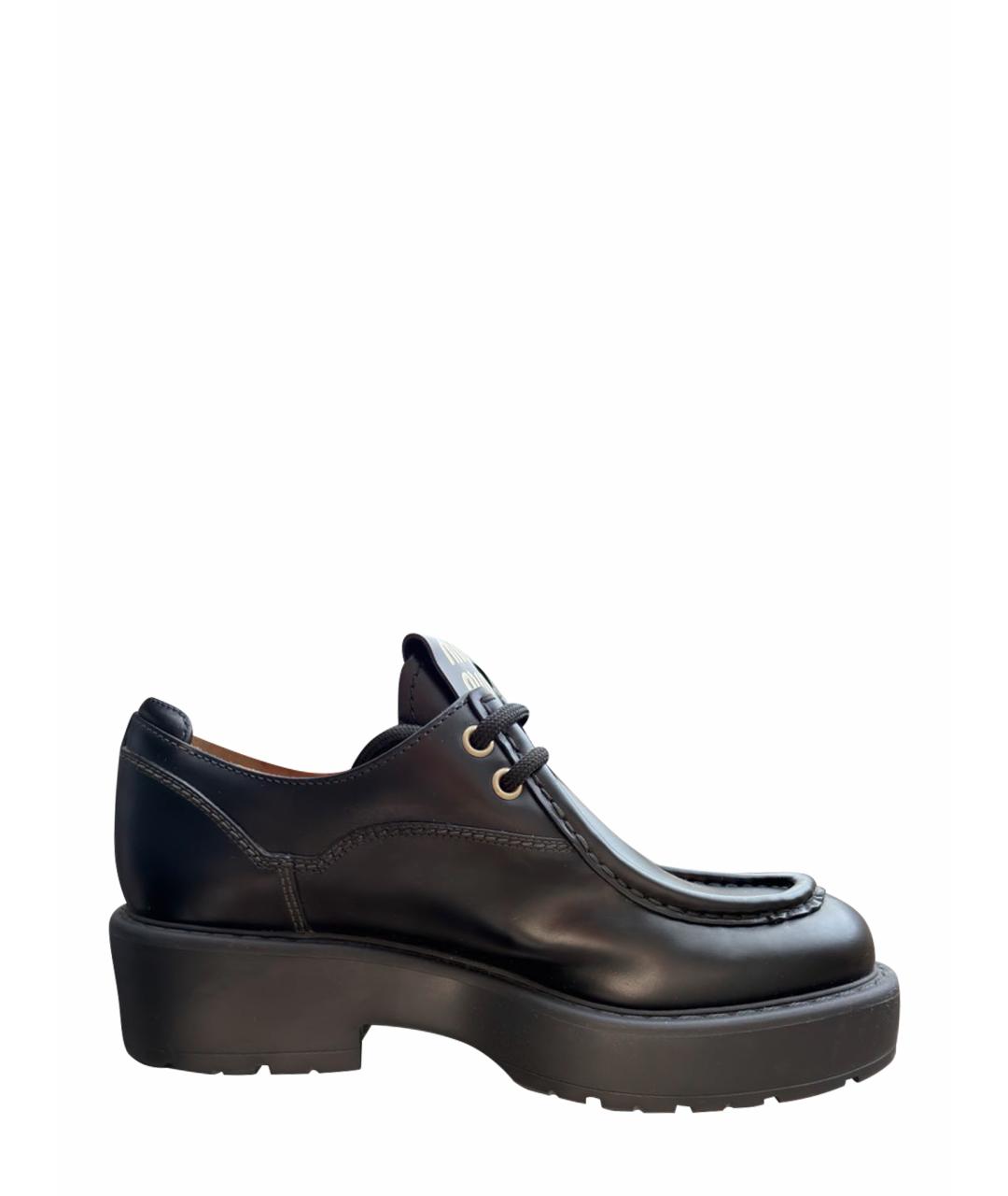 MIU MIU Черные кожаные брогги и оксфорды, фото 1