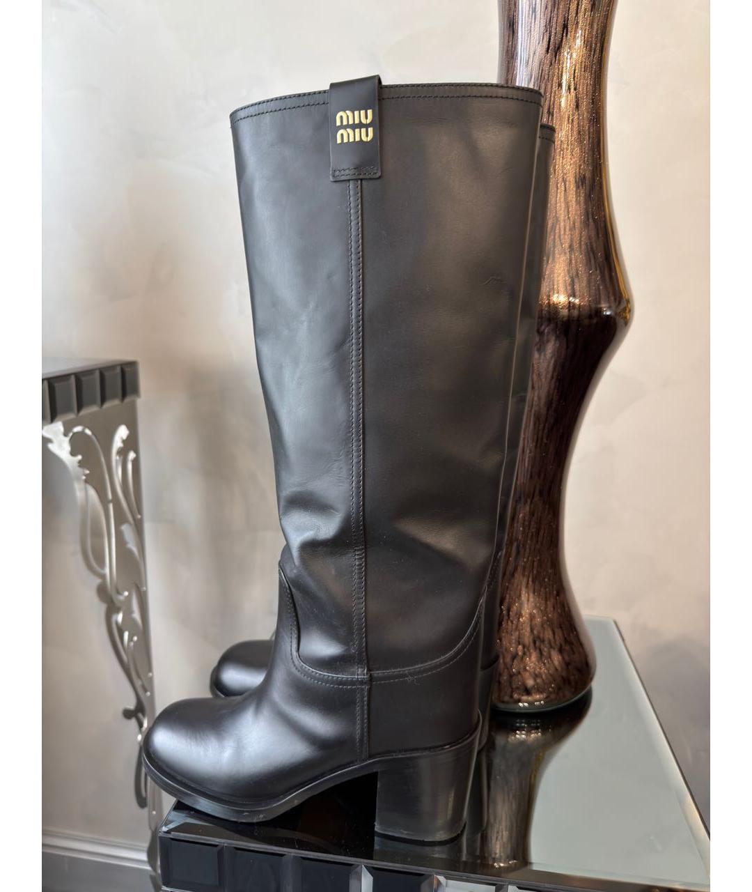 MIU MIU Черные кожаные сапоги, фото 6