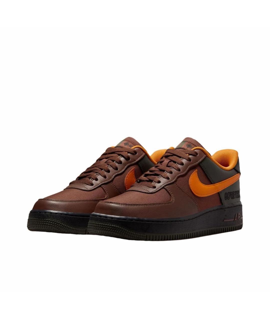 NIKE Коричневые кожаные низкие кроссовки / кеды, фото 2