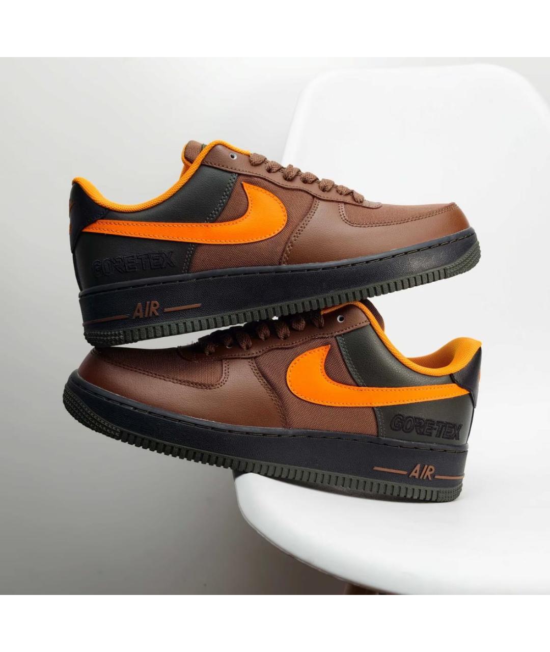 NIKE Коричневые кожаные низкие кроссовки / кеды, фото 5